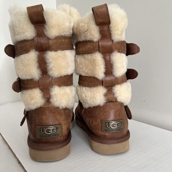 UGG Chestnut Becket waterproof Boots size 6 Fur lined Shearling Boots leather - Picture 7 of 15
